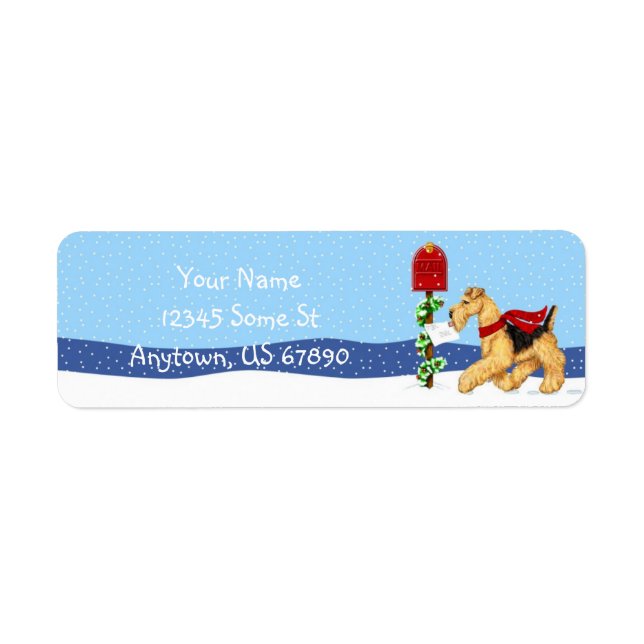 Etiqueta Airedale Terrier Navidades Dale Mail Labels (Frente)