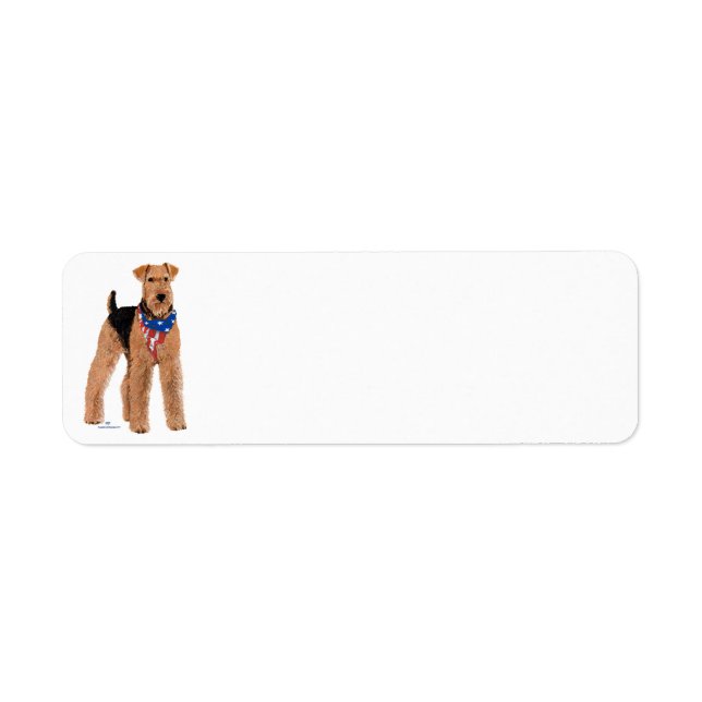 Etiqueta Airedale Terrier Patriótico (Frente)