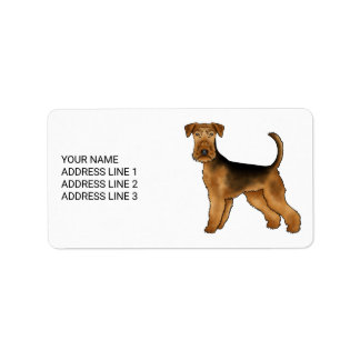 Etiqueta Airedale Terrier Perro De Dibujos Animados Lindo C