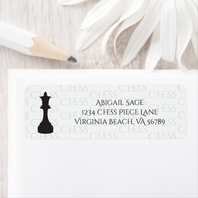 Etiqueta Ajedrez Queen Classic Piece Dirección moderna (In situ)