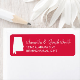 Etiqueta Alabama en blanco y rojo