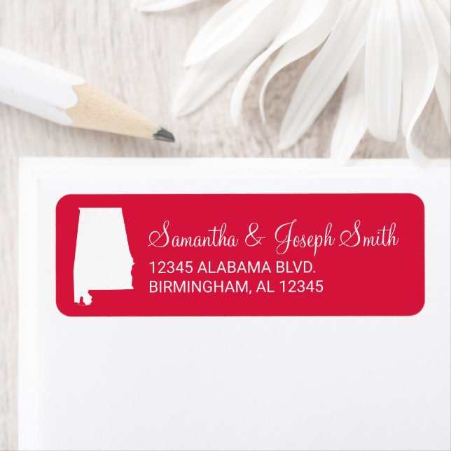 Etiqueta Alabama en blanco y rojo (In situ)