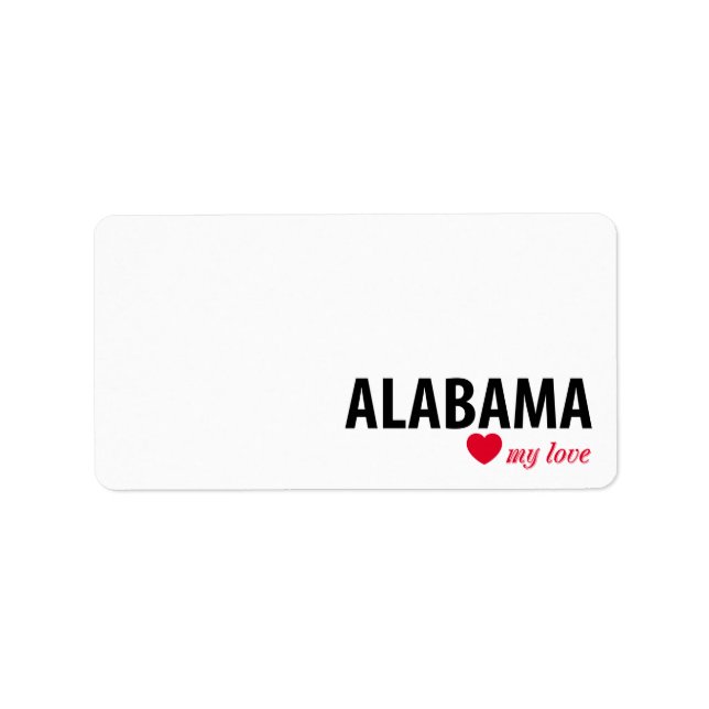 Etiqueta Alabama mi amor (Frente)