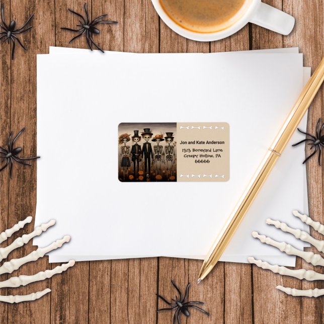 Etiqueta Alarmante familia Skeleton Happy Halloween (Subido por el creador)