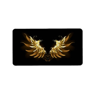 Etiqueta Alas del Ángel de Oro sobre fondo negro