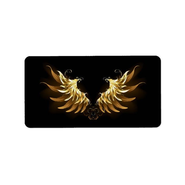 Etiqueta Alas del Ángel de Oro sobre fondo negro (Frente)