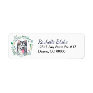 Etiqueta Alaskan Malamute Wreath Return Address Label