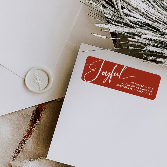 Etiqueta Alegre | Navidades de guiones elegantes rojo (Elegant Christmas return address labels with modern calligraphy)
