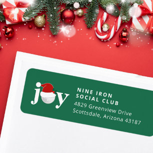 Etiqueta Alegría de Navidad de Golf Festiva Moderna Verde