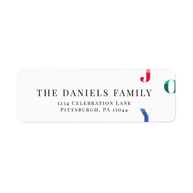 Etiqueta Alegría roja de invierno acuarela (Frente)