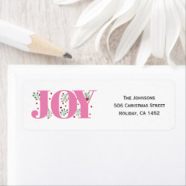 Etiqueta Alegría rosa con Navidades de bayas