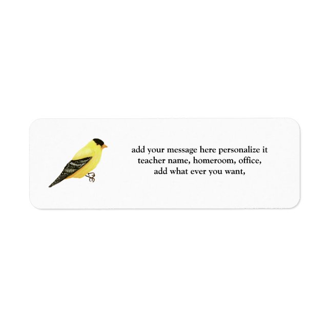 Etiqueta aleta dorada, pájaro amarillo, Pegatinas, (Frente)