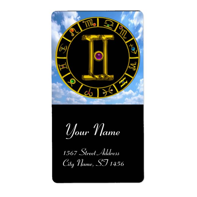 Etiqueta Alexandrito púrpura GEMINI ZODIAC (Frente)