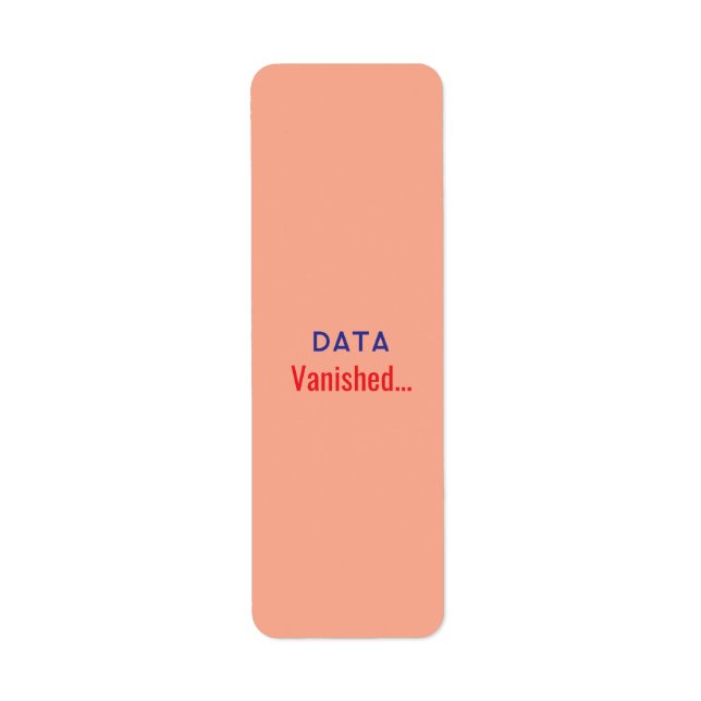 Etiqueta alfombras de texto desaparecido de datos (Frente)
