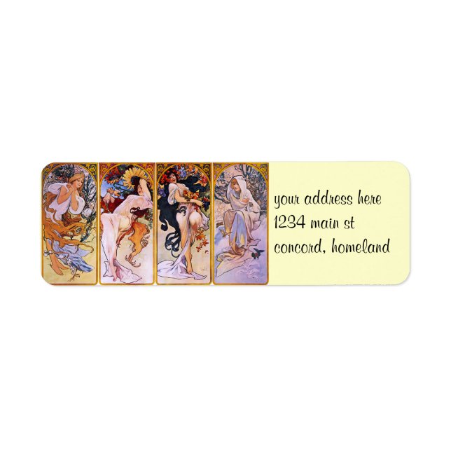 Etiqueta Alfons Mucha por cuatro razones (Frente)