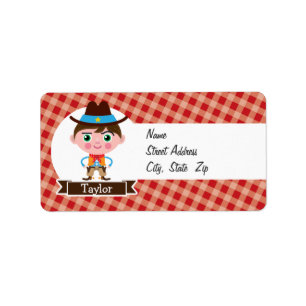 Etiqueta Alguacil de Cowboy Wild West, Red Gingham Kid