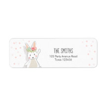 Algunos Bunny Return Address Labs Easter Pink Chic
