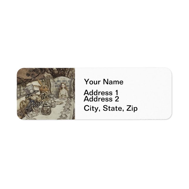 Etiqueta Alice Birthday Uncumpleaños Rabbit Hatter Fiesta (Frente)