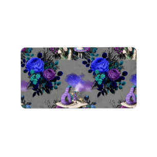 Etiqueta Alice in Wonderland Caterpillar Smoking Flowers