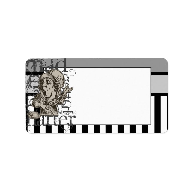 Etiqueta Alice In Wonderland Mad Hatter Grunge (Frente)