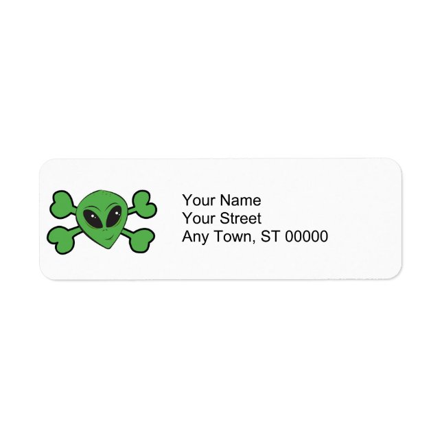 Etiqueta Alien Skull Green Crossbone (Frente)