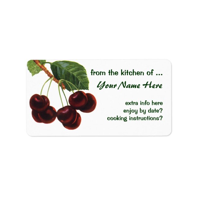 Etiqueta Alimentos de fruta añejos y cerezas maduras de un  (Frente)