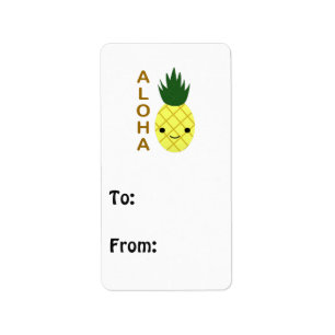 Etiqueta Aloha Cute Kawaii Piña