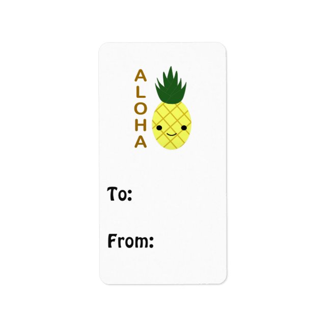 Etiqueta Aloha Cute Kawaii Piña (Frente)