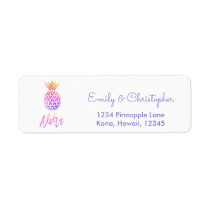 Etiqueta Aloha Pineapple Boda de Guión Arcoiris