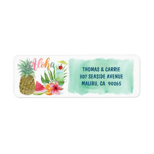 Etiqueta Aloha Tropical Fruit Flower Palms Dirección de dev