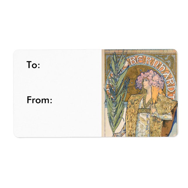 Etiqueta Alphonse Mucha - pintura de Sarah Bernhard (Frente)