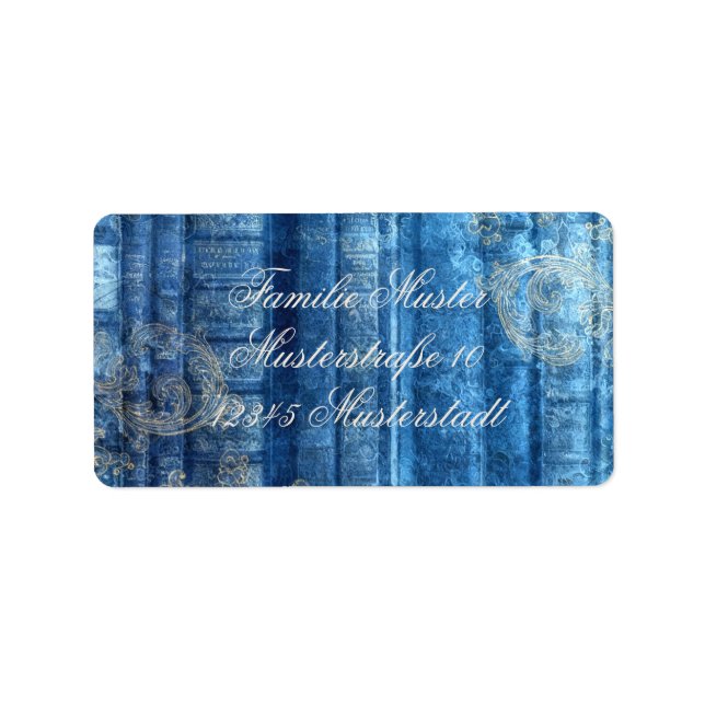 Etiqueta Alte Bücher - goldene Ornamente - blau | (Frente)