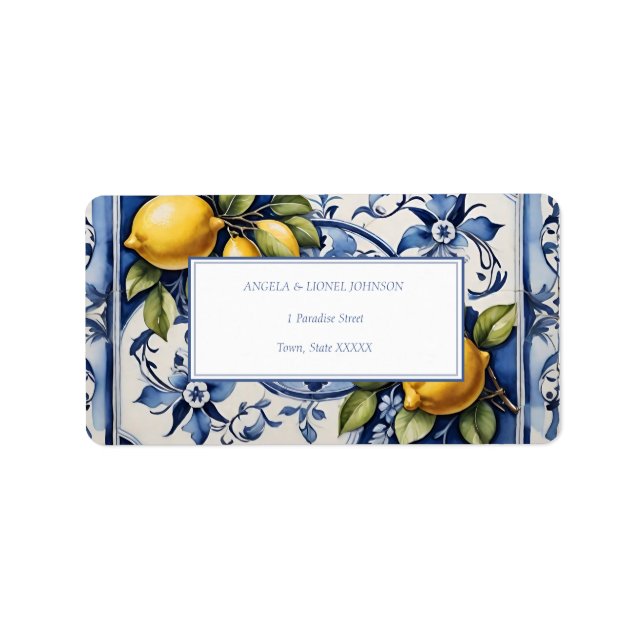 Etiqueta Amalfi Coast Lemon Tiles Italia Nombres personaliz (Frente)