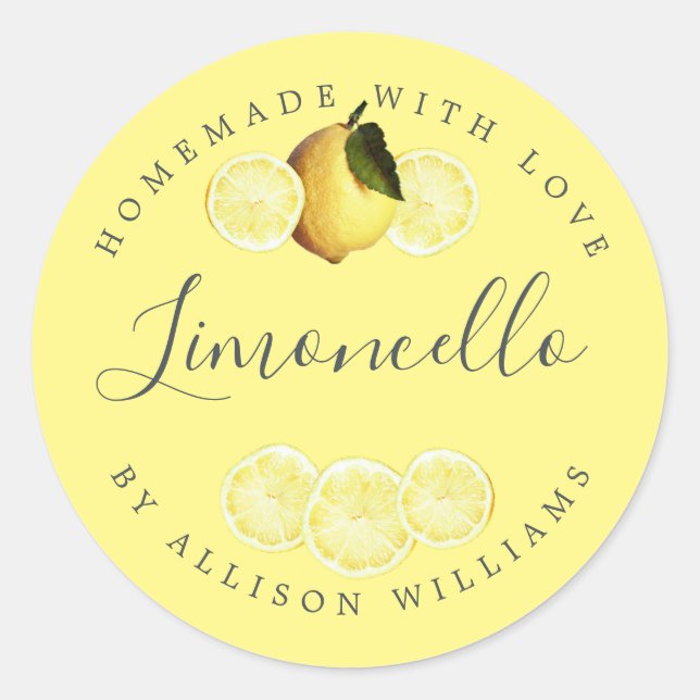 Etiqueta amarilla de Limoncello casera personaliza (Anverso)