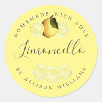 Etiqueta amarilla de Limoncello casera personaliza