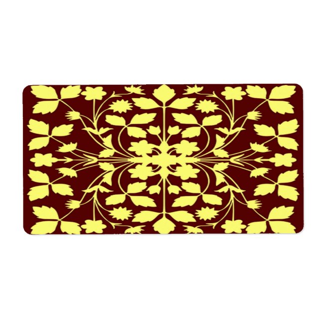Etiqueta Amarillo floral y marrón (Frente)
