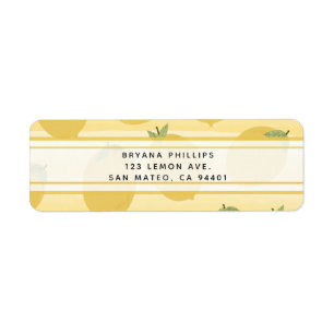 Etiqueta Amarillo Lemons Verano Fruit Watercolor Stripe Fav