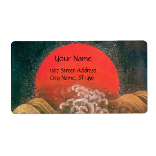 Etiqueta AMATERASU, DIOSA del SOL rojo marrón