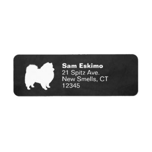 Etiqueta American Eskimo Dog Silhouette Return Address