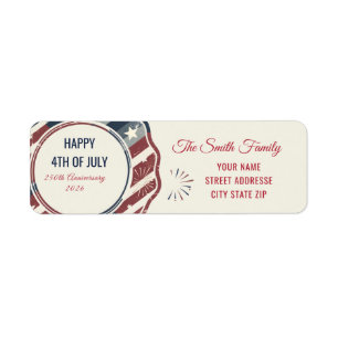 Etiqueta Americana Vintage Insignia Patriótica del 4 de Jul
