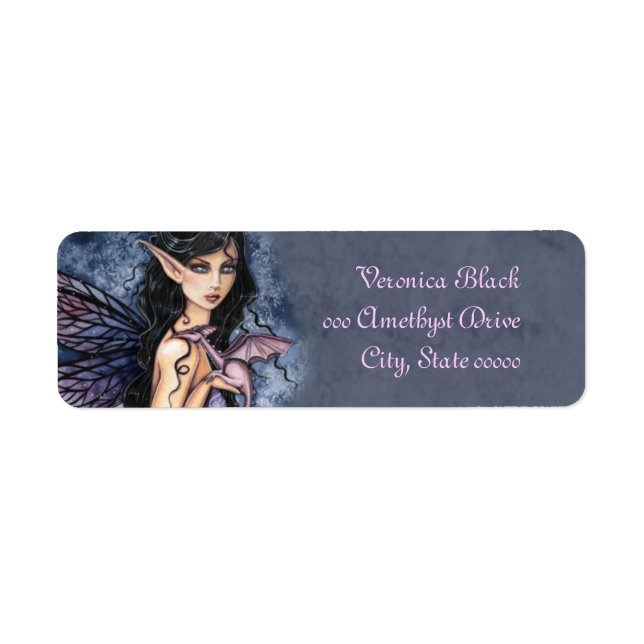 Etiqueta Amethyst Dragon Fantasy Art Labores (Frente)