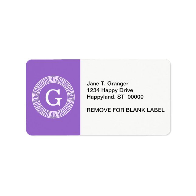 Etiqueta Amethyst What Greek Key Rnd Frame First Monograma (Frente)