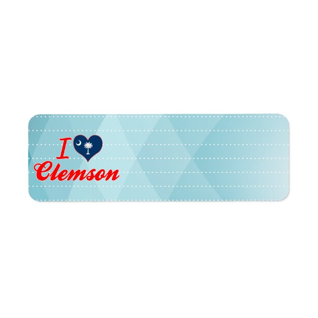 Etiqueta Amo a Clemson, Carolina del Sur (Frente)