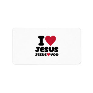 Etiqueta Amo a Jesús y Jesús te ama cristiano