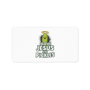 Etiqueta Amo a Jesús y los pepinillos