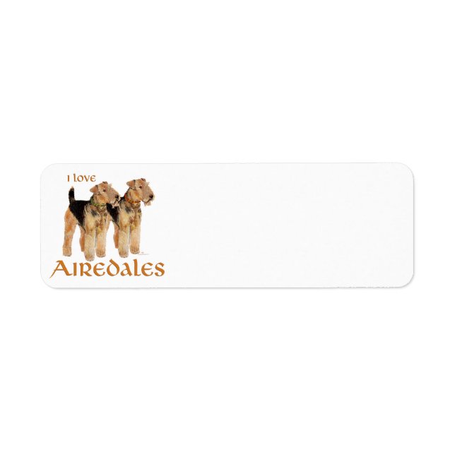 Etiqueta Amo a los Airedales (Frente)