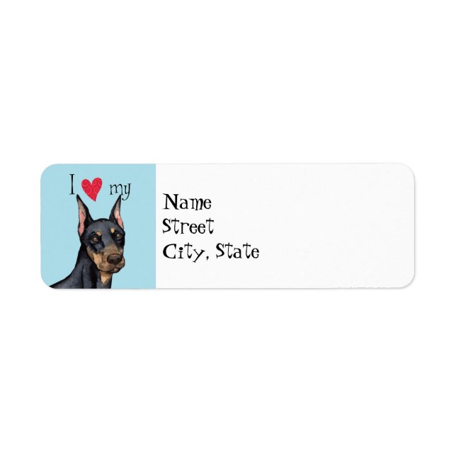 Etiqueta Amo a mi Doberman (Frente)