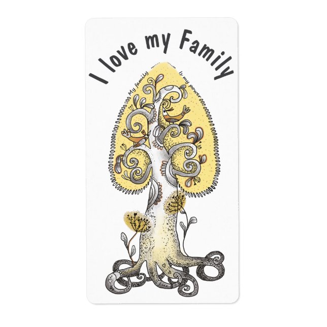 Etiqueta Amo a mi familia (Frente)