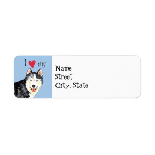 Etiqueta Amo a mi Husky
