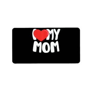 Etiqueta Amo a mi mamá TShirt con gran corazón rojo